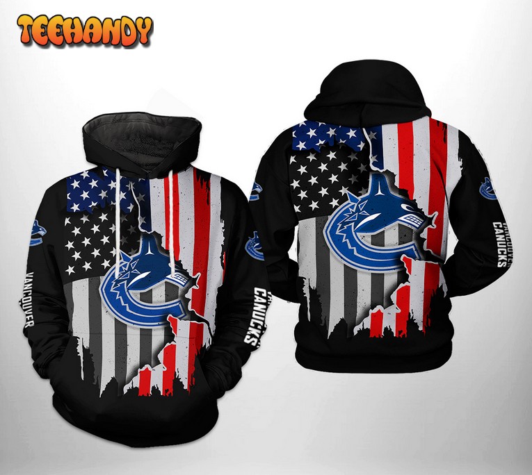 Vancouver Canucks NHL US FLag Team 3D Printed Hoodie Zipper Hoodie