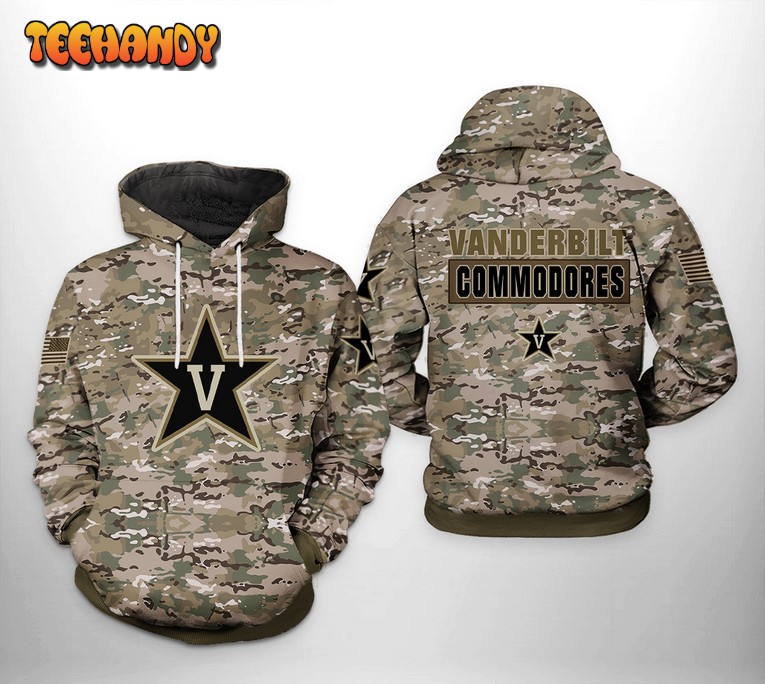 Vanderbilt Commodores NCAA Camo Veteran 3D Printed Hoodie