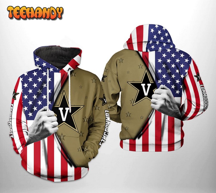 Vanderbilt Commodores NCAA US Flag 3D Printed Hoodie Zipper Hoodie