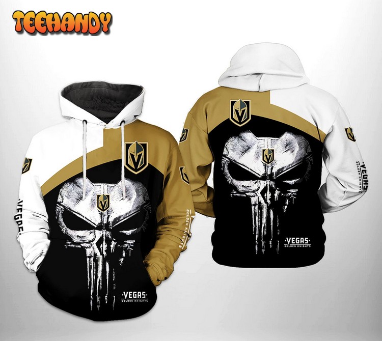 Vegas Golden Knights NHL Skull Punisher 3D Printed Hoodie Zipper Hoodie