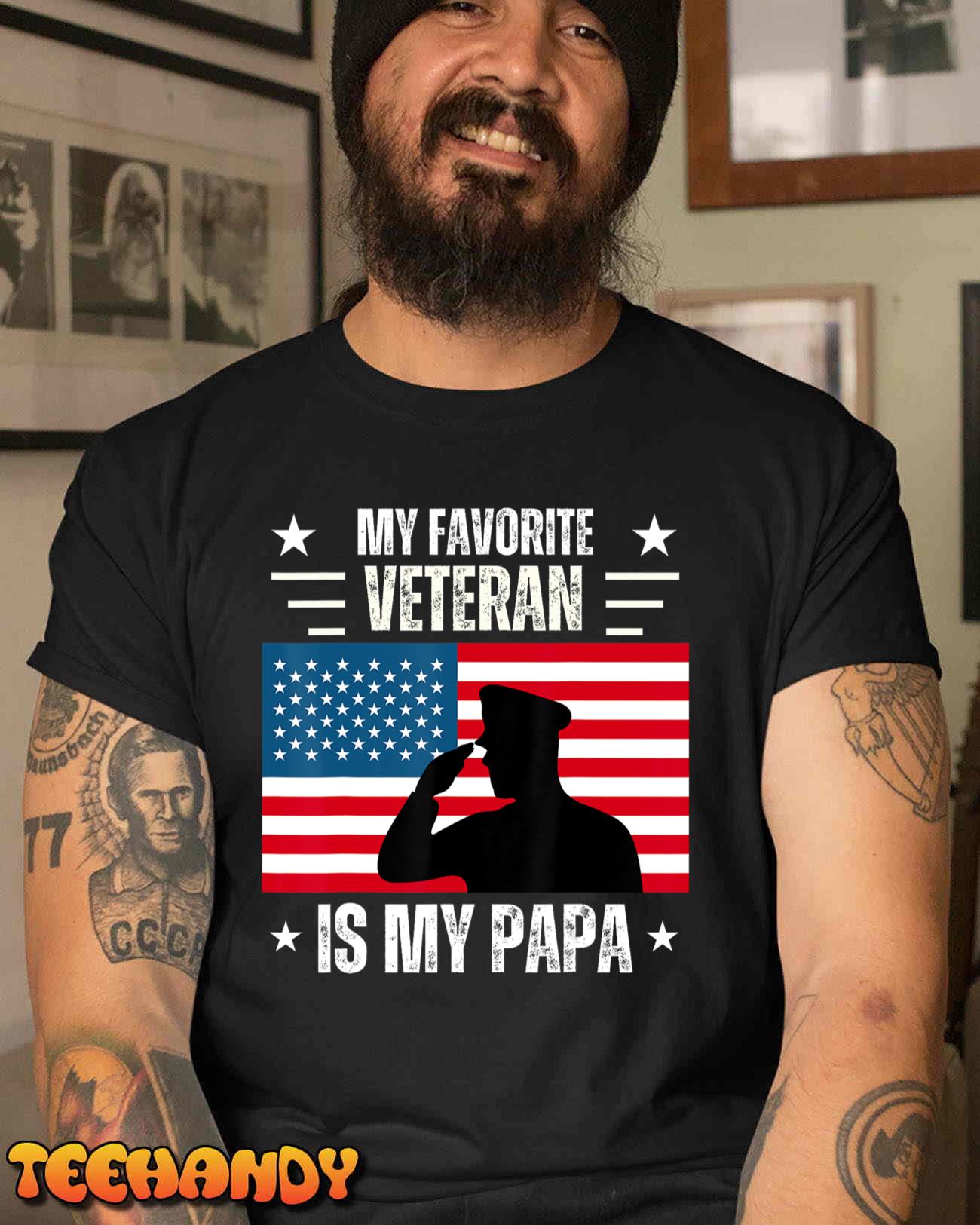 Veterans Day Military My Favorite Veteran Is My Papa Kids Unisex T-Shirt