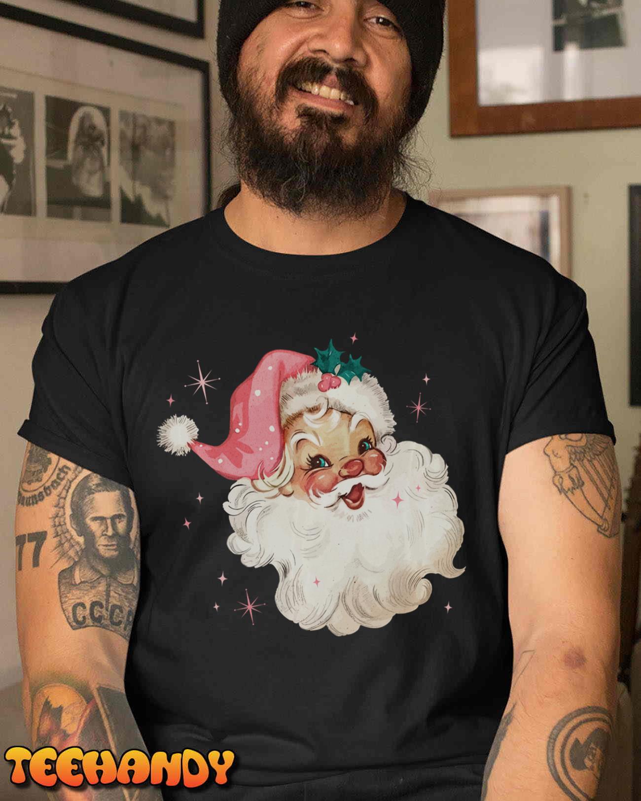 VINTAGE RETRO SANTA CHRISTMAS PINK HAT Sweatshirt