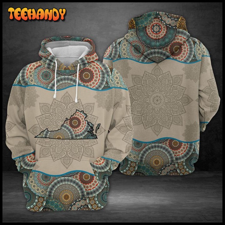 Virginia State Mandala 3D Printed Hoodie Zipper Hoodie