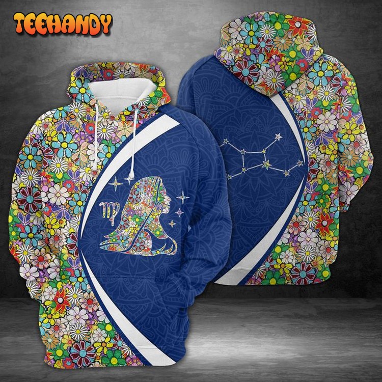 Virgo Horoscope Flower 3D Printed Hoodie Zipper Hoodie