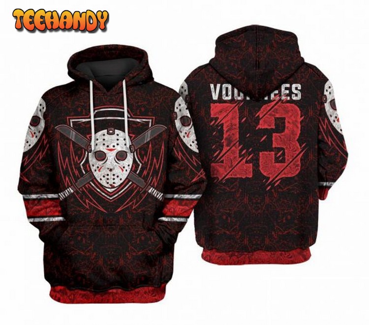 Voorhees 13 Sublimation Red Pattern 3D Printed Hoodie