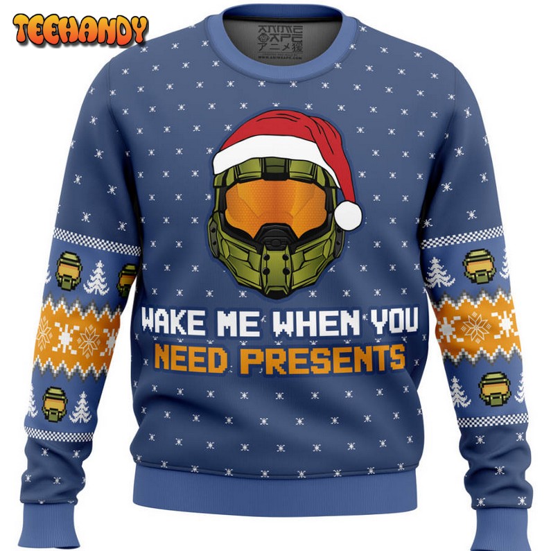 Wake Me When You Need Presents Halo Ugly Christmas Sweater