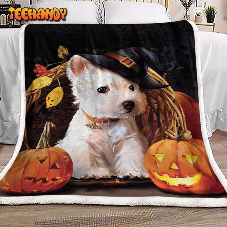 West Highland White Terrier Halloween Sherpa Blankets