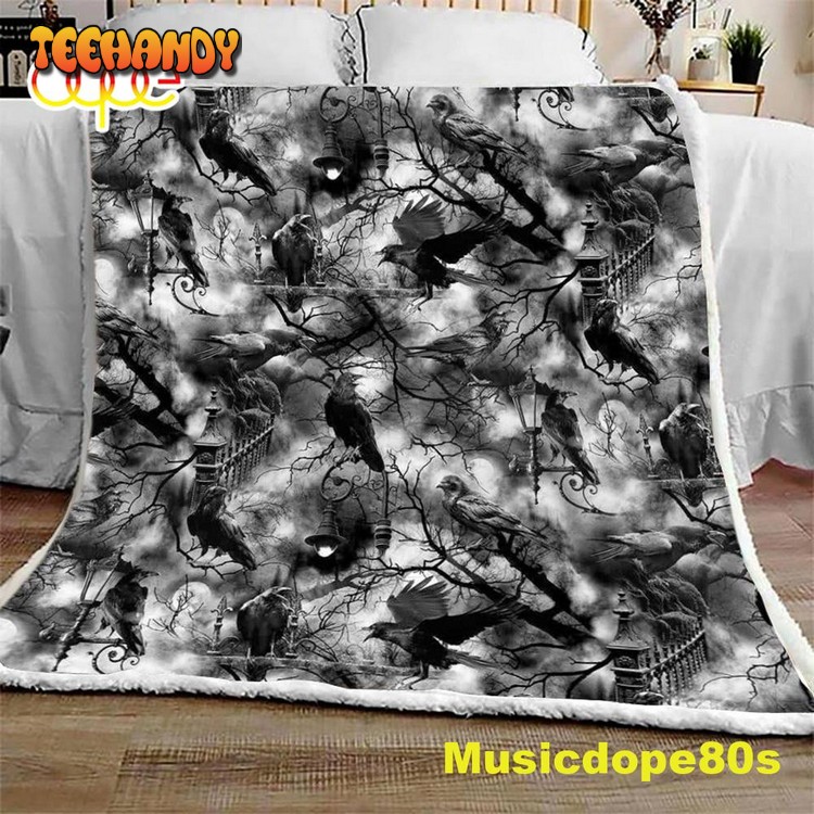 Wicked Halloween Spooky Crows Halloween Sofa Fleece Throw Blanket