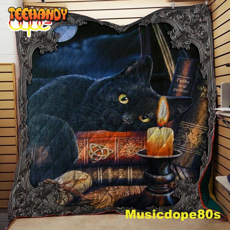 Witching Hour Black Cat Halloween 3D Quilt Blanket