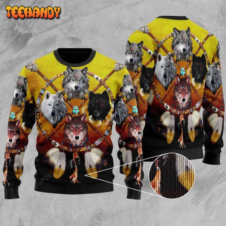 Wolf And Dreamcatcher Ugly Christmas Sweater