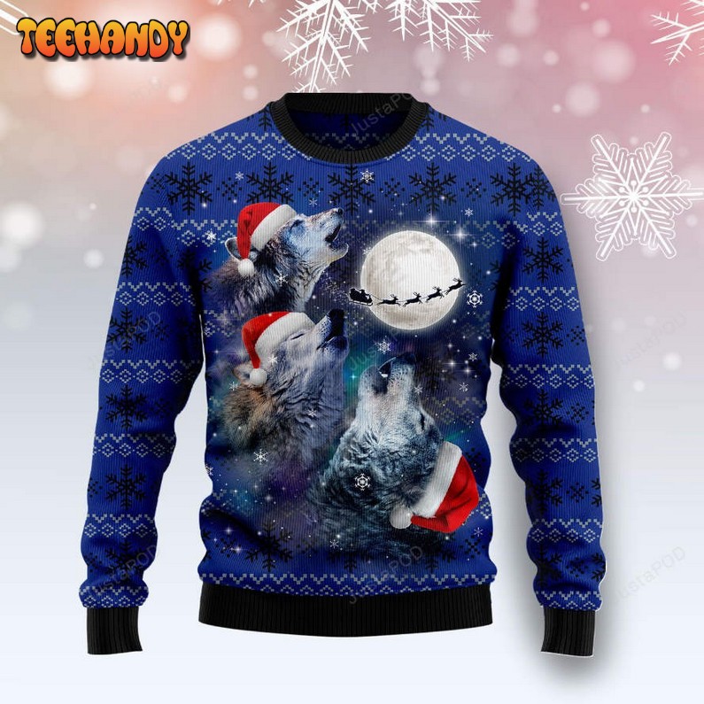 Wolf Moon Ugly Christmas Sweater, Ugly Sweater, Christmas Sweaters