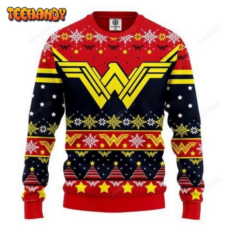 Wonder Woman Red Yellow Ugly Christmas Sweater