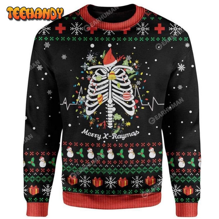 X-Raymas Ugly Christmas Sweater, All Over Print Sweatshirt, Ugly Sweater