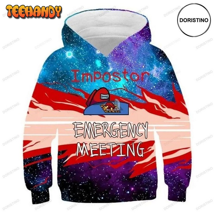 2021 Among Us New V2 All Over Print Pullover 3D Hoodie