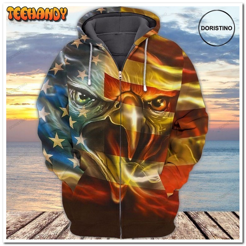 4th Of July Independence Day American Eagle Give Pullover 3D Hoodie