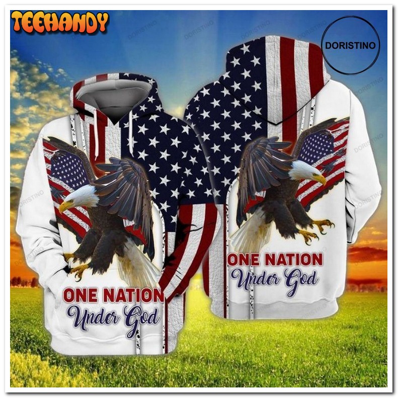 4th Of July Independence Day American Eagle One Nation Under Girl Pullover 3D Hoodie