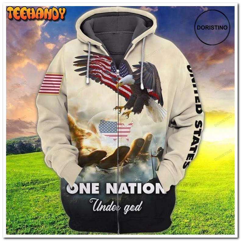 4th Of July Independence Day American Eagle One Nation Under God Pullover 3D Hoodie