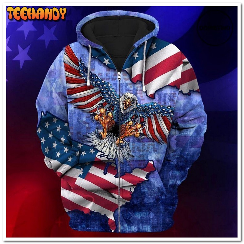 4th Of July Independence Day American Eagle V3 Pullover 3D Hoodie