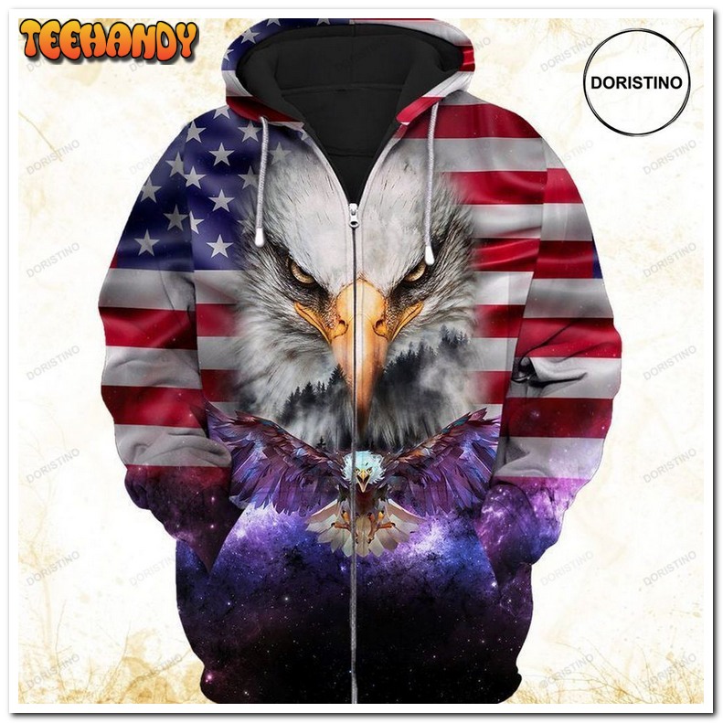 4th Of July Independence Day American Eagle V4 Pullover 3D Hoodie
