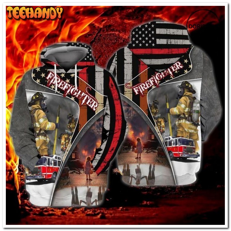 4th Of July Independence Day American Firefighter Pullover 3D Hoodie