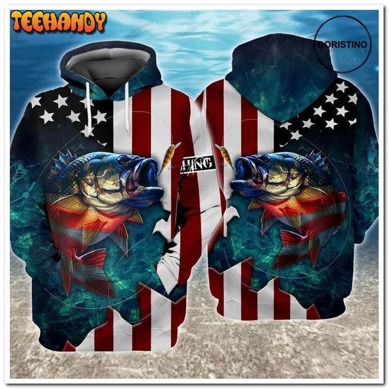 4th Of July Independence Day American Fishing Pullover 3D Hoodie