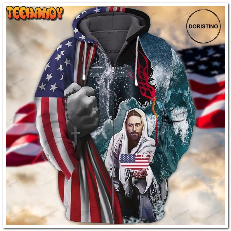4th Of July Independence Day American Jesus Awesome Pullover 3D Hoodie
