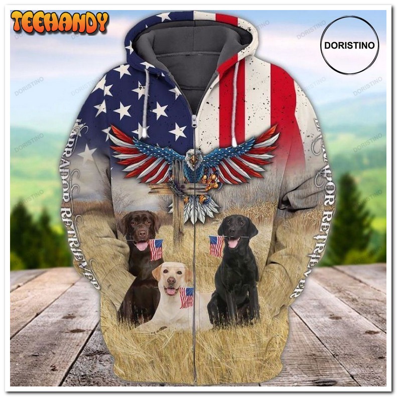 4th Of July Independence Day American Labradors Dog Pullover 3D Hoodie