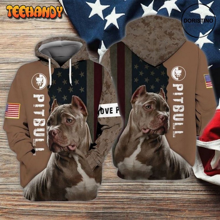 4th Of July Independence Day American Love Pitbull Awesome Pullover 3D Hoodie