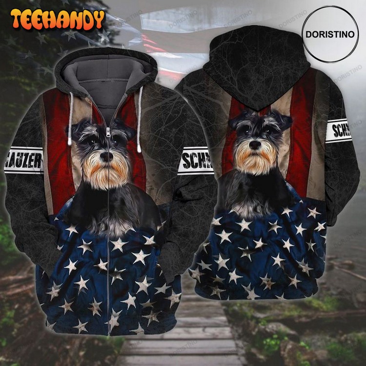 4th Of July Independence Day American Schnauzer Usa Flag Awesome Pullover 3D Hoodie