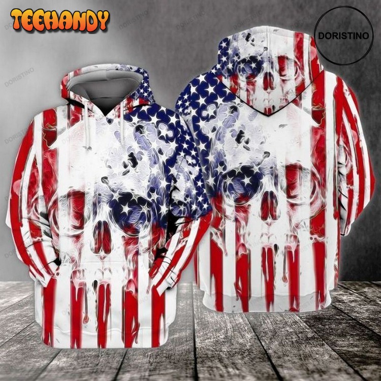 4th Of July Independence Day American Skull Limited Edition Pullover 3D Hoodie