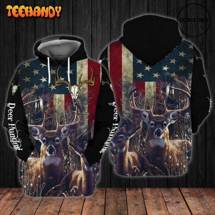 4th Of July Independence Day Deer Hunting Art Limited Edition Pullover 3D Hoodie