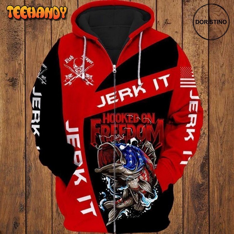 4th Of July Independence Day Fishing Jacket Hooker On Freedom Pullover 3D Hoodie