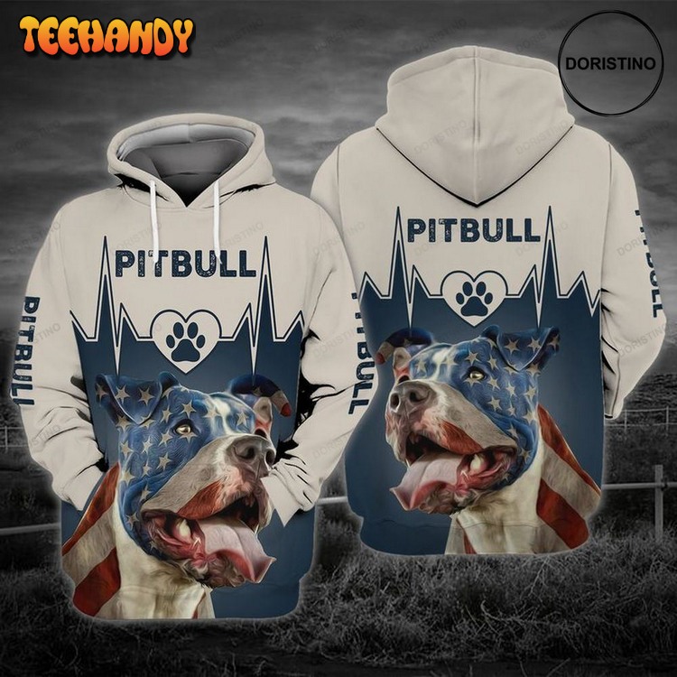 4th Of July Independence Day Love Pitbull Limited Edition Pullover 3D Hoodie