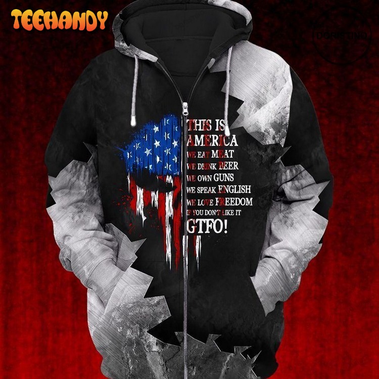 4th Of July Independence Day This Is America We Eat Meat Pullover 3D Hoodie