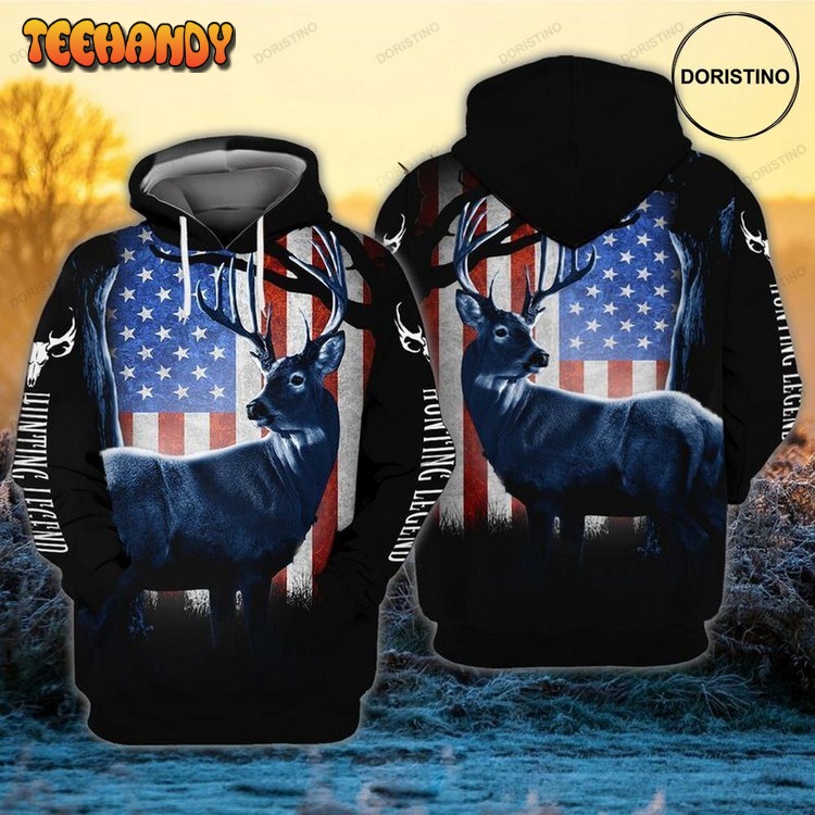 4th Of July Independence Deer Hunting Pullover 3D Hoodie