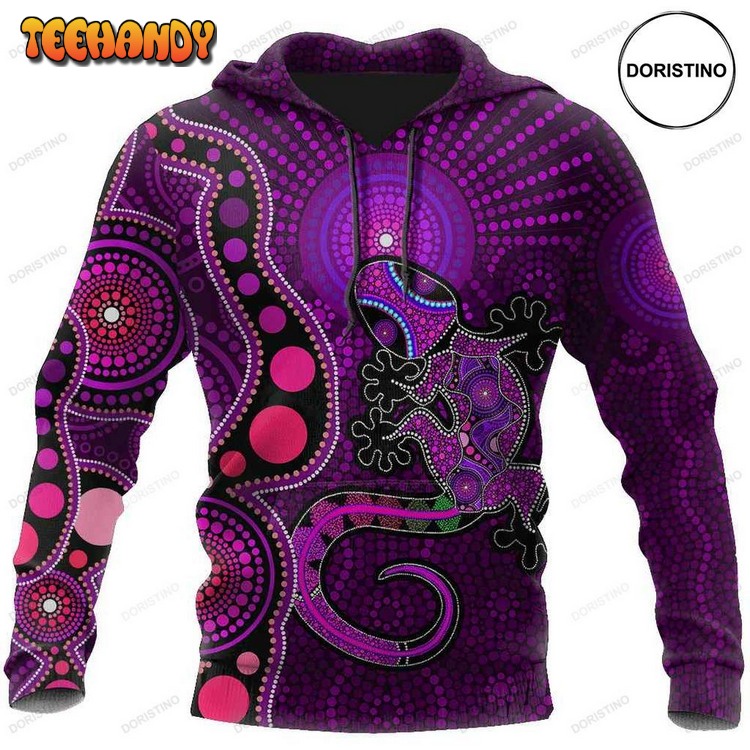 Aboriginal Australia Indigenous Purple The Lizard And The Sun Pullover 3D Hoodie