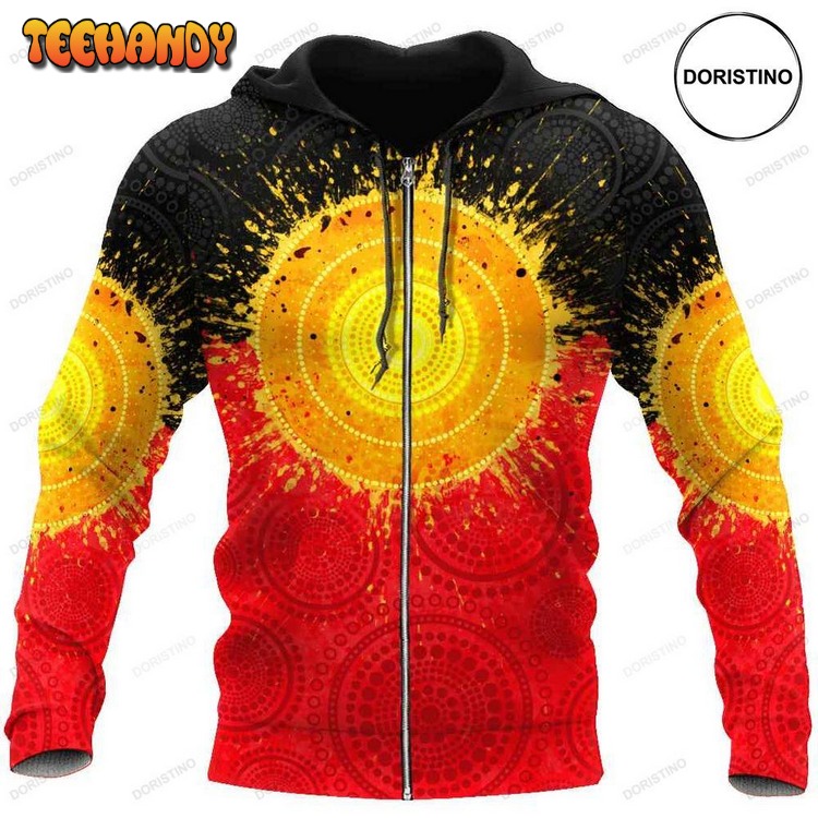 Aboriginal Flag Indigenous Sun Painting Art Pullover 3D Hoodie