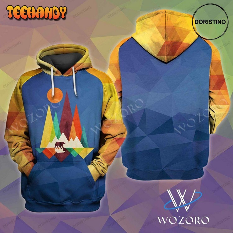 Abstract Background Bear Blue Camping Awesome Pullover 3D Hoodie