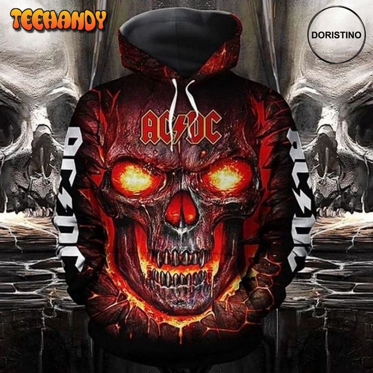 Ac Dc Lava Skull Gift For Fan Awesome Pullover 3D Hoodie