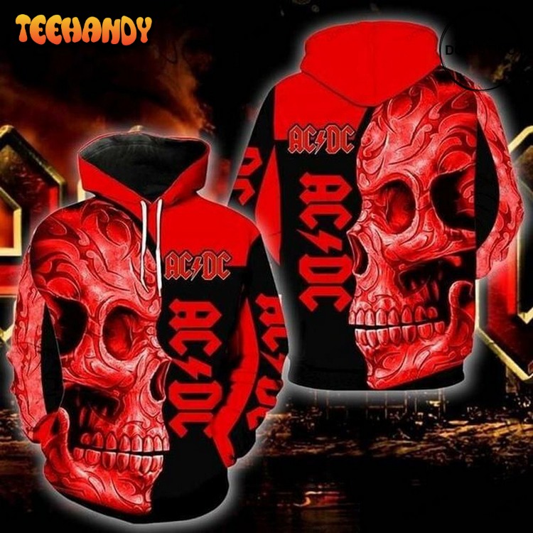 Acdc Rock Band Music X Skull Awesome Pullover 3D Hoodie