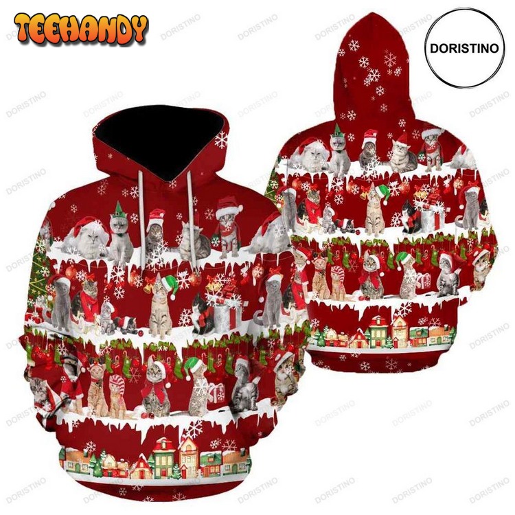 All Cat Breeds Christmas All Over Print Pullover 3D Hoodie