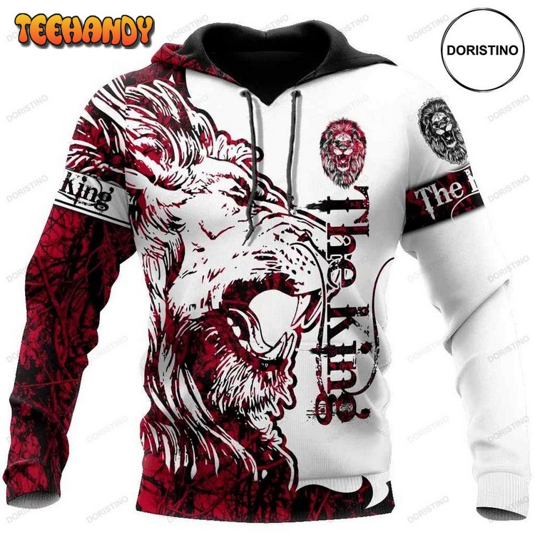 Alpha King Lion Tattoo All Over Print Pullover 3D Hoodie