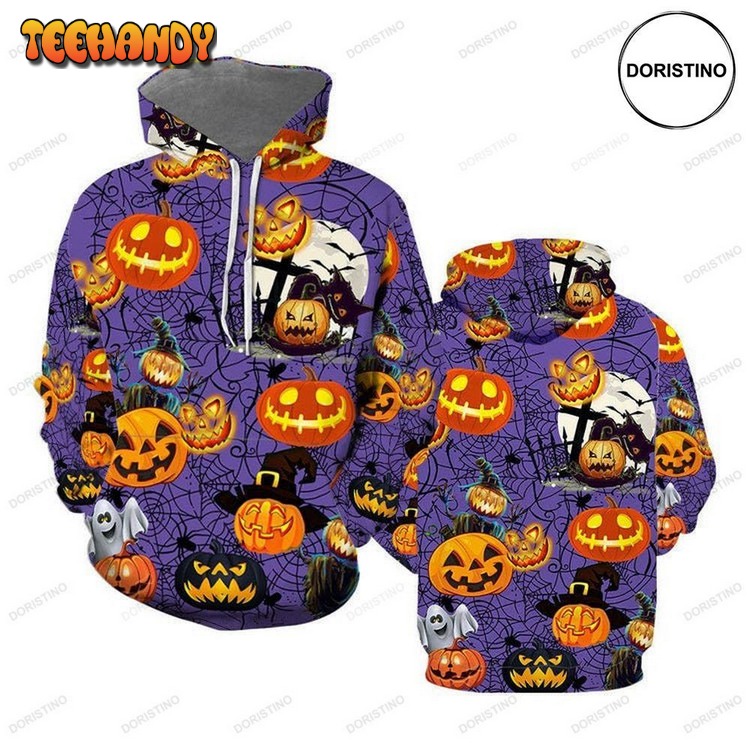 Amazing Halloween Pumpkin Spider Halloween Pullover 3D Hoodie