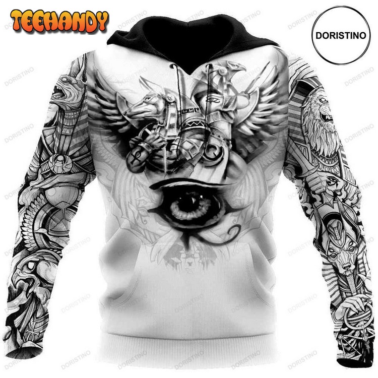 Ancient Egypt Anubis And Eyes Of Horus Awesome Pullover 3D Hoodie