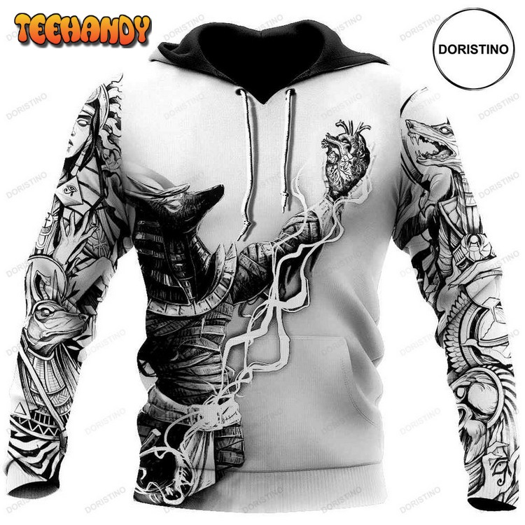 Ancient Egypt Anubis And Heart Awesome Pullover 3D Hoodie