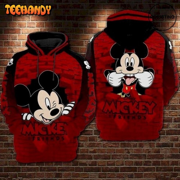 And Minnie Mouse Brick Wall Style All Over Print Pullover 3D Hoodie