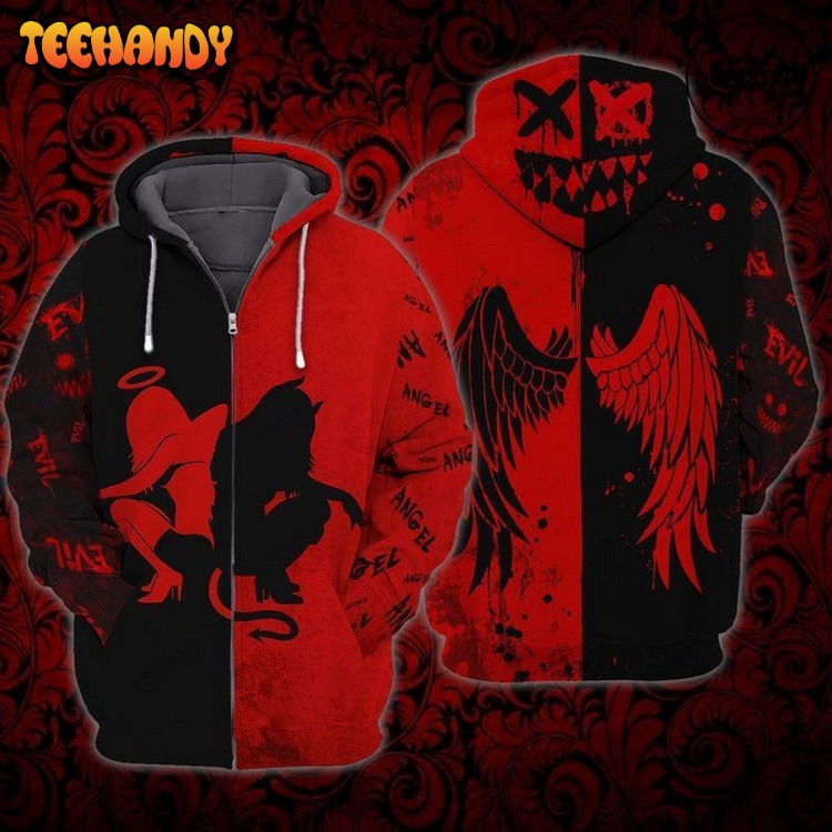 Angel And Evil All Over Print Pullover 3D Hoodie