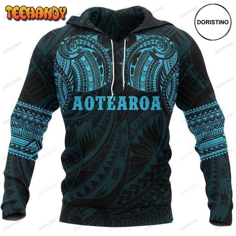 Aotearoa Maori Tattoo Blue Awesome Pullover 3D Hoodie