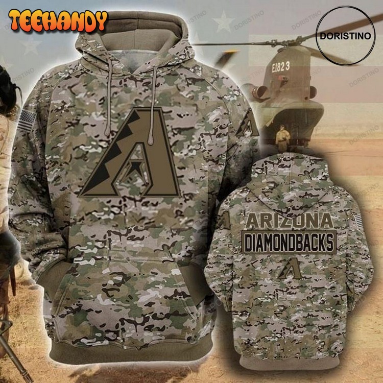 Arizona Diamondbacks Camouflage Veteran Cotton Pullover 3D Hoodie