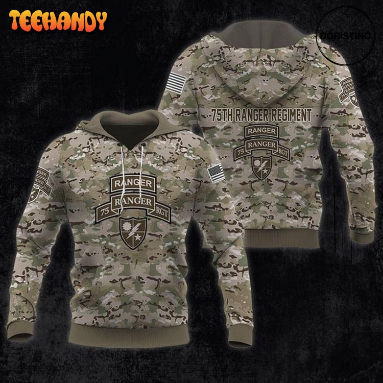 Army Ranger 75th Regiment Camouflage Awesome Pullover 3D Hoodie